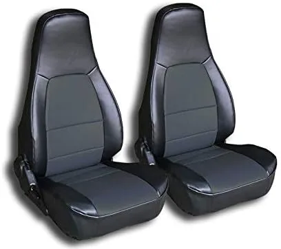 Vista 4 de Iggee Diseñado para Mazda Miata 1990-1997 de cuero artificial, ajuste personalizado, 2 fundas de asiento delantero (par) (beige)