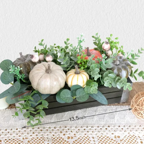 Vista 3 de Plantas artificiales de eucalipto en maceta con piñas de pino, decoración de mesa, macetas de granja, decoración del hogar para mesa de café
