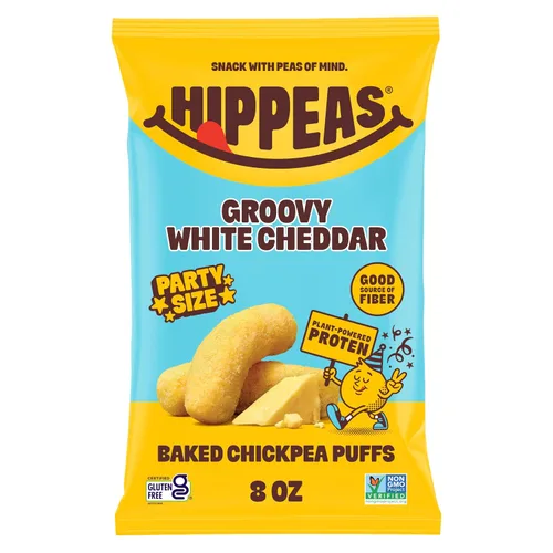 Vista 14 de Hippeas - Bocadillos de garbanzos inflados, cheddar blanco vegano, 4 onzas (paquete de 1), 4g de proteína, 3g de fibra, vegano, sin gluten