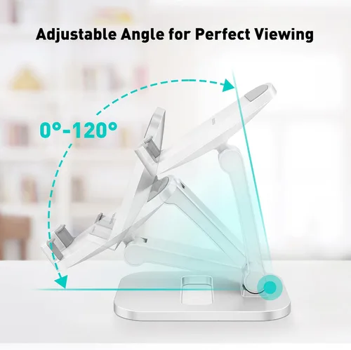 Vista 6 de Soporte de teléfono celular para escritorio, plegable y ajustable, soporte de teléfono de aluminio - Funda de viaje portátil compatible con funda