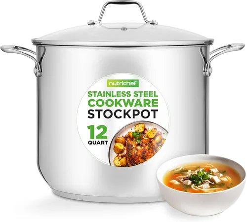 Vista 8 de NutriChef Olla de acero inoxidable de 2 cuartos de galón con tapa, cacerola resistente con asas ergonómicas, para todas las estufas