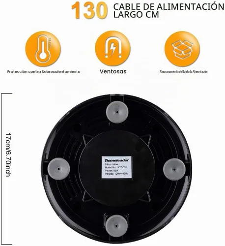 Vista 8 de Homeleader Exprimidor eléctrico de cítricos, exprimidor de limón con acero inoxidable, exprimidor naranja