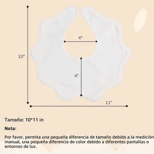 Vista 6 de Bamery Baberos tipo bandana para bebé, baberos de algodón blanco para babeo y dentición, absorbentes para niños y niñas
