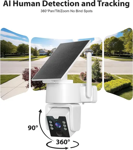 Vista 4 de Cámara de seguridad inalámbrica para exteriores 2PCK - 5G y 2.4G Wi-Fi para exteriores, panorámica/inclinación 2K de 360°, funciona con energía