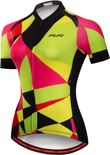 Vista 102 de Camiseta de ciclismo para mujer, manga corta y pantalones cortos de ciclismo acolchados para verano