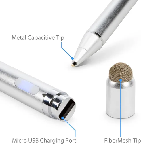Vista 8 de BoxWave Stylus Pen Compatible with Blackview A53 Pro - AccuPoint Active Stylus (2-Pack), Electronic Stylus with Ultra Fine Tip - Metallic Silver