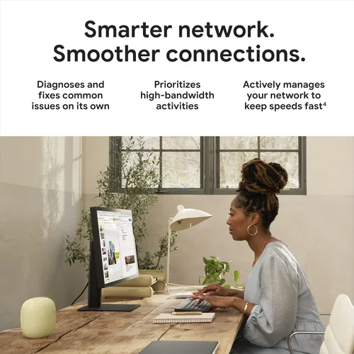 Vista 3 de Google Nest WiFi Pro - Wi-Fi 6E - Sistema confiable de Wi-Fi para el hogar con velocidad rápida y cobertura para toda la casa - WPS - Enrutador