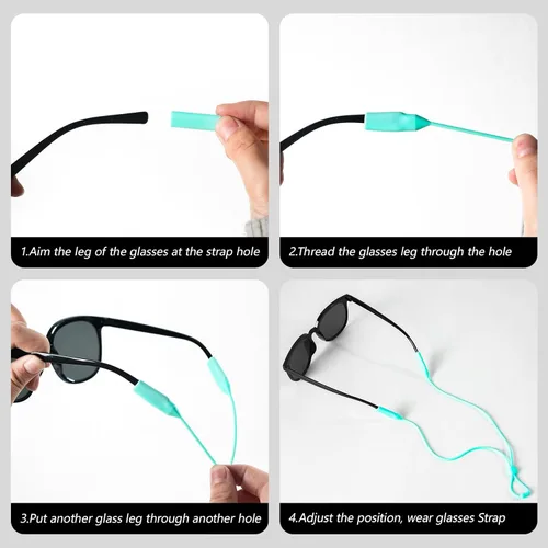 Vista 4 de BILIONE 6 correas ajustables para gafas, soporte de silicona antideslizante para gafas para mujeres y hombres, correa para gafas deportivas