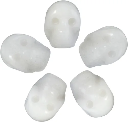 Vista 8 de mookaitedecor 5 figuras de calavera de cristal de labradorita, 1 pulgada Gris