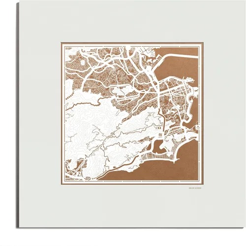 Vista 186 de O3 Design Studio San Diego, CA Paper Cut Map Matted Grey 20x20 in Paper Art