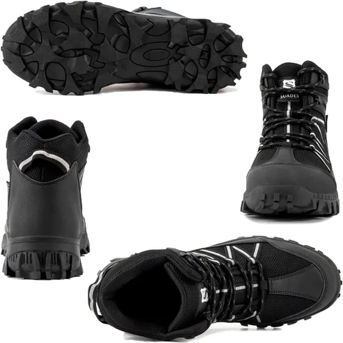 Vista 5 de SUADEX Botas con punta de acero para hombres, botas de seguridad para hombres, botas de trabajo con punta de compuesto para hombres, botas