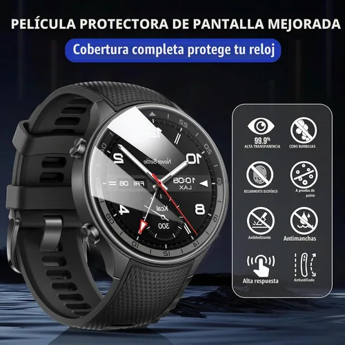 Vista 5 de Lamshaw Protector de pantalla de reloj inteligente militar compatible con Mingwear [3 unidades] Película protectora de pantalla de vidrio templado