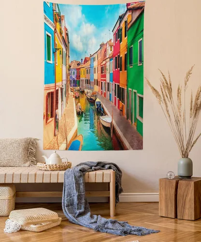 Vista 16 de Ambesonne Tapiz de hongos, atmósfera psicodélica, escena astral estrellada con motivos orientales trippy, decoración de tela para colgar en la pared