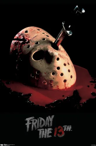 Vista 12 de Trends International Friday The 13th - Póster de pared de máscara sangrante, 14.725 x 22.375 pulgadas, versión enmarcada de madera de granero