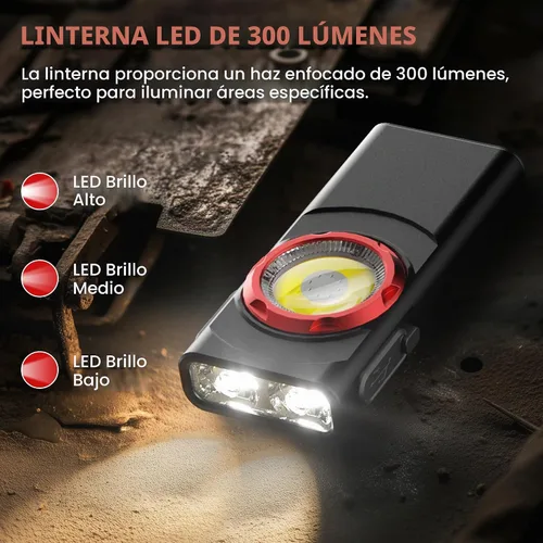 Vista 4 de Hopedone - Linterna plana de bolsillo EDC de 700 lúmenes, soportes magnéticos duales, 1 paquete