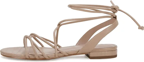 Vista 2 de Ermonn Sandalias planas con cordones para mujer con tirantes y punta abierta, tirantes cruzados y casuales de verano