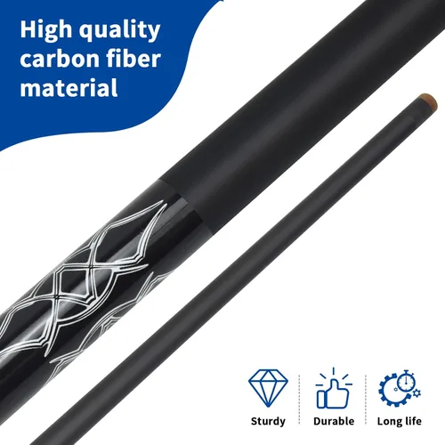 Vista 3 de Tacos de billar profesionales duraderos de carbono de 58 pulgadas para cabeza pequeña, accesorios de billar (negro)