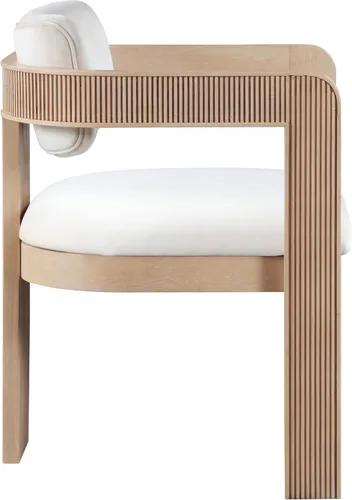 Vista 6 de Meridian Furniture 11094Cream-C Sacha Collection Silla de comedor Art Deco, terciopelo crema Ultra Luxe, terciopelo de 460 GSM, acabado natural