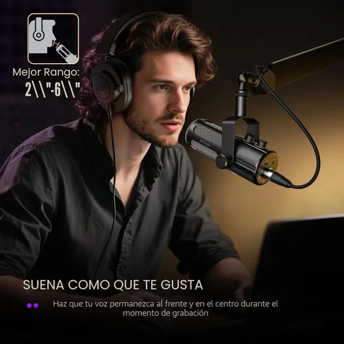 Vista 7 de FIFINE - Micrófono para podcast, micrófono dinámico vocal USB/XLR para transmisión, grabación, emisión, creador de contenido, micrófono de estudio