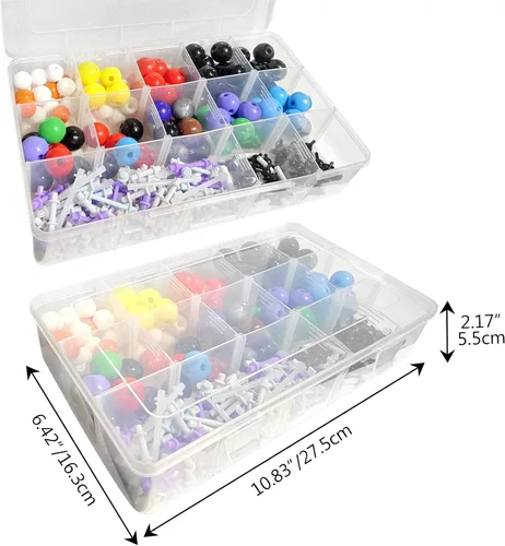 Vista 6 de Kit de modelo de química orgánica de 444 piezas para el aprendizaje de química orgánica e inorgánica, kit de modelo molecular, malla molecular