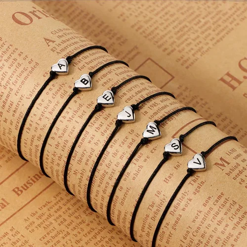 Vista 5 de Sannyra Regalos para San Valentín, pulseras de promesa de amistad, pareja a distancia, pulsera a juego con 26 letras del alfabeto, regalos