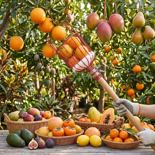 Vista 4 de Cesta recolectora de frutas, cesta cosechadora de frutas con cojín para evitar moretones, recogedor de frutas desmontable, accesorio para Rojo
