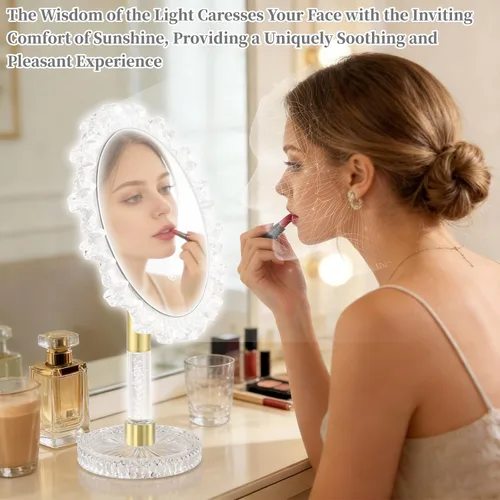 Vista 2 de 10 inch Lighted LED Makeup Mirror with 3 Color Lighting Modes