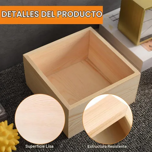 Vista 3 de Paquete de 12 cajas pequeñas de madera sin terminar cajas