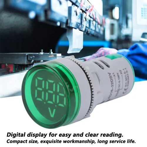 Vista 4 de YWBL-WH DC 6-100V Digital LED Voltímetro Medidor de Voltaje Redondo Luz Indicadora para Batería de Coche Motocicleta Panel Solar Monitoreo de Voltaje