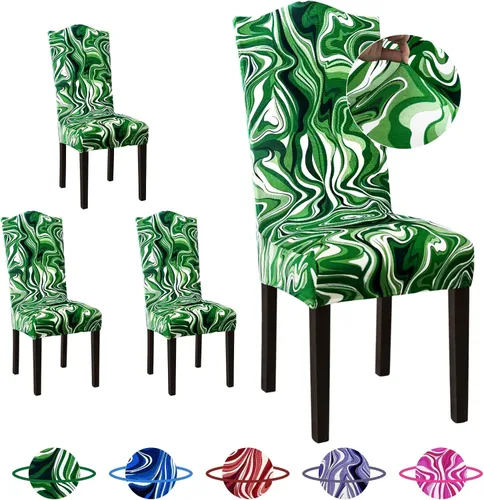Vista 47 de Sufdari Juego de 4 fundas para sillas de comedor, color beige, antideslizantes, de elastano, elásticas, para comedor, hotel (Grande)