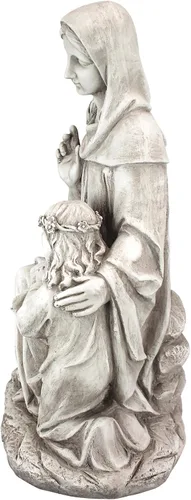 Vista 5 de Design Toscano Anne with Young Mother Mary Holy Religious Garden Estatua de jardín, 12 pulgadas de ancho, 21 pulgadas de alto, resina de piedra