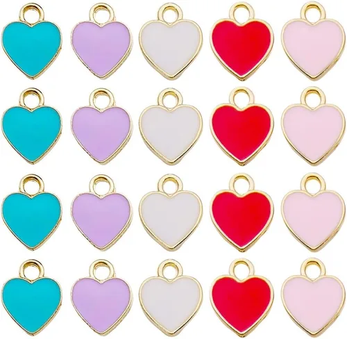 Vista 14 de WOCRAFT 24 dijes de pulsera de corazón de amor para hacer joyas, San Valentín, boda, rosa, flor, para bricolaje, collares, llaveros y suministros