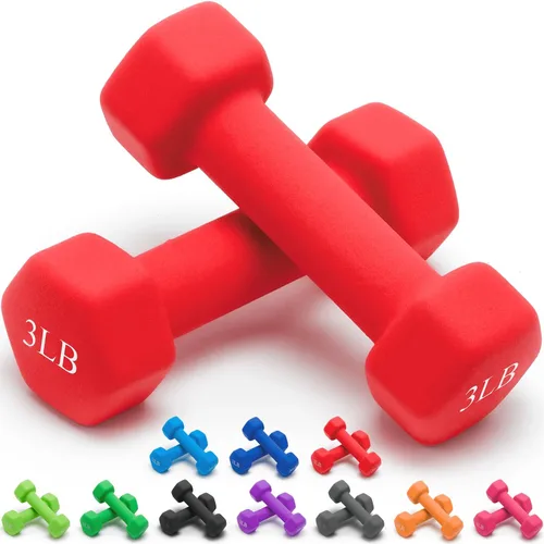 Vista 12 de Portzon Mancuernas de neopreno con agarre antideslizante para ejercicio de entrenamiento corporal total y tonificación muscular, compatible con 2