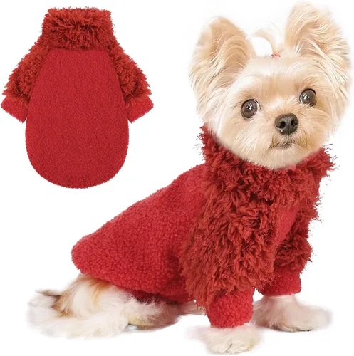 Vista 10 de Suéteres pequeños para perros, ropa para perro, suéter para cachorros, suéter para chihuahua, perro salchicha, Yorkie, suave, grueso, cálido, suéter