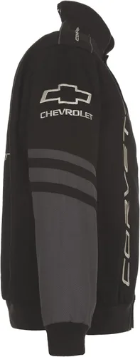 Vista 3 de JH DESIGN GROUP Chaqueta Chevy Corvette C8 para hombre, un abrigo de sarga clásico bordado