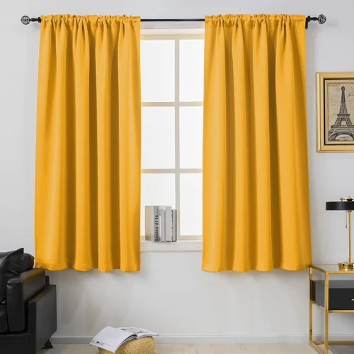Vista 45 de DUALIFE Cortinas opacas de 45 pulgadas de largo, 2 paneles para ventanas pequeñas de dormitorio, aislamiento térmico, bolsillo para barra, cortinas