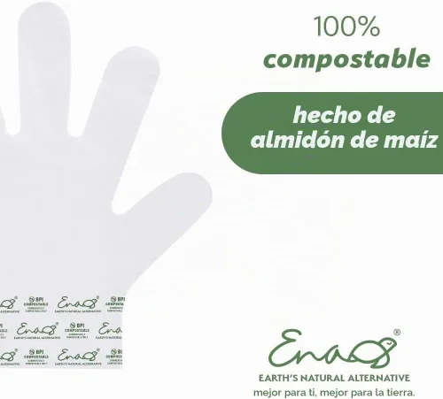 Vista 3 de Earth's Natural Alternative - Guantes desechables 100% compostables, sin látex, talla única, 100 unidades, para servicio de alimentos, preparación