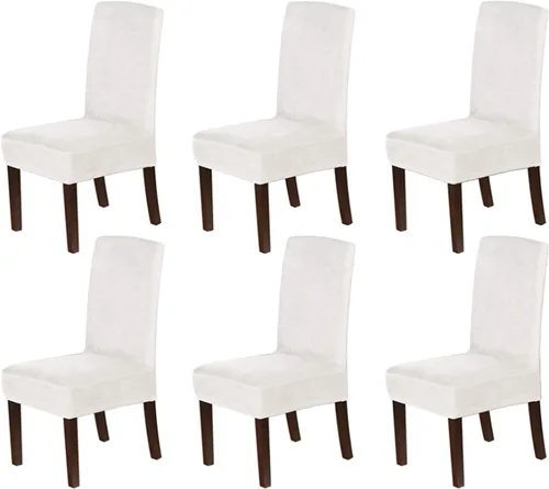 Vista 27 de Fundas elásticas de terciopelo para sillas de comedor, suaves, extraíbles y de comedor, color negro, 2