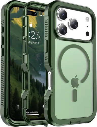 Vista 147 de jaroco - Funda magnética compatible con MagSafe para iPhone 11 de 6.1 pulgadas; protección de grado militar contra caídas, de doble capa