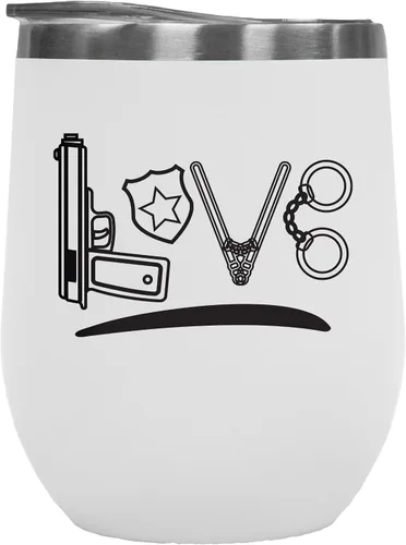 Vista 8 de Love. Taza de regalo de café y té para policías y mujeres, patrulla, sheriffs, detectives, investigadores, policías u oficiales de arresto, vaso