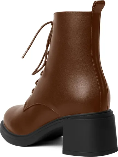 Vista 132 de ROSERWISH Botas altas de tacón bajo y grueso para mujer, con cordones, cómodas, modernas, con puntera redonda, de 2.5 pulgadas