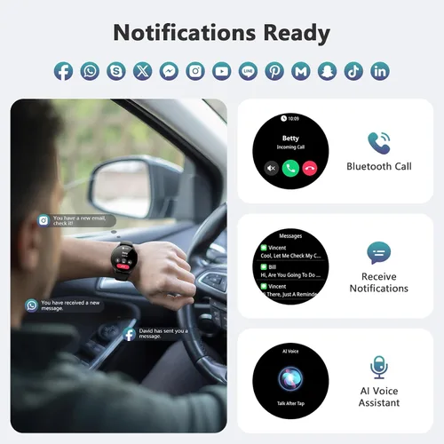 Vista 4 de Blackview Reloj inteligente 2025 (respuesta/hacer llamadas), reloj de fitness para hombres y mujeres con frecuencia cardíaca/spO2/monitor de sueño/2