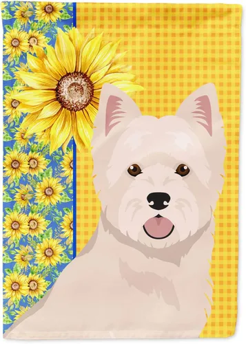 Vista 378 de Caroline's Treasures WDK5313GF Bandera de jardín con diseño de girasoles de verano, color negro y tostado, Airedale Terrier para buzón, bandera