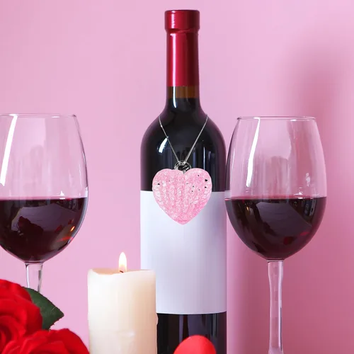 Vista 6 de 12 adornos de corazón para San Valentín, de cristal, con forma de corazón, adornos colgantes para Navidad, San Valentín, aniversario, boda Rosa