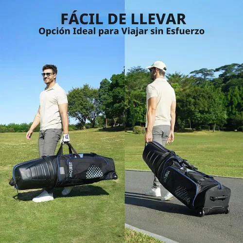 Vista 5 de Golf Travel Bags for Airlines with Wheels, Hard Case Top and 1680D Heavy Duty Oxford Protect Golf Clubs, Lightweight and Easy to Maneuver