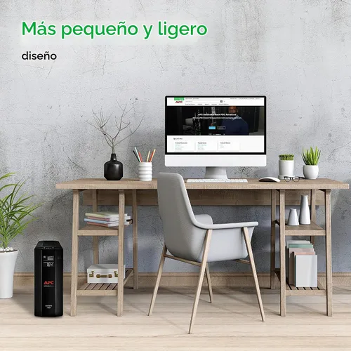 Vista 6 de APC UPS 1500VA/900W batería de reserva para PC, electrónica de oficina, BX1500M Back-UPS Pro UPS for home offices. 10 outlets, LCD, AVR, surge