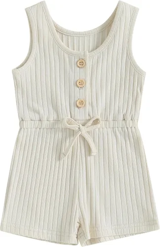 Vista 71 de Traje de verano para niña pequeña, de manga corta, acanalado, overol liso, pantalones cortos, ropa para recién nacidos