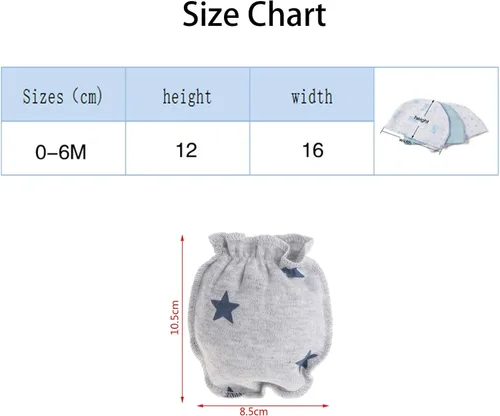 Vista 7 de Conjunto de gorro y manoplas para bebé recién nacido, gorras para bebés, niños y niñas de 0 a 6 meses, 100% algodón