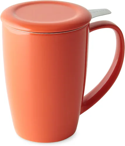 Vista 3 de Forlife. Taza de 15 onzas, alta, curvada, con infusor de té y tapa., negro, (Black Graph)