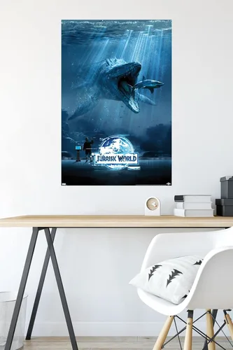 Vista 4 de Trends International Jurassic World - Póster Water Wall, 22.375" x 34", Versión Premium Sin Marco
